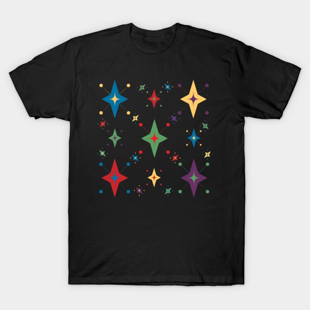 Mid Century Modern Cosmic Stars T-Shirt by DQDesigns By Chele